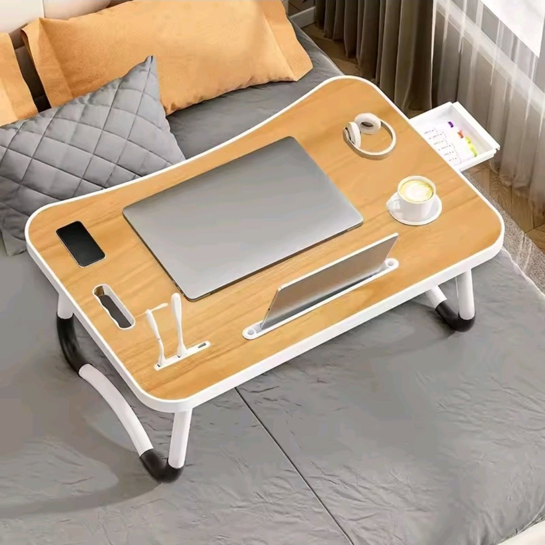 Ergonomic Foldable Laptop Desk with USB Fan and LED Light