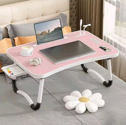 Ergonomic Foldable Laptop Desk with USB Fan and LED Light