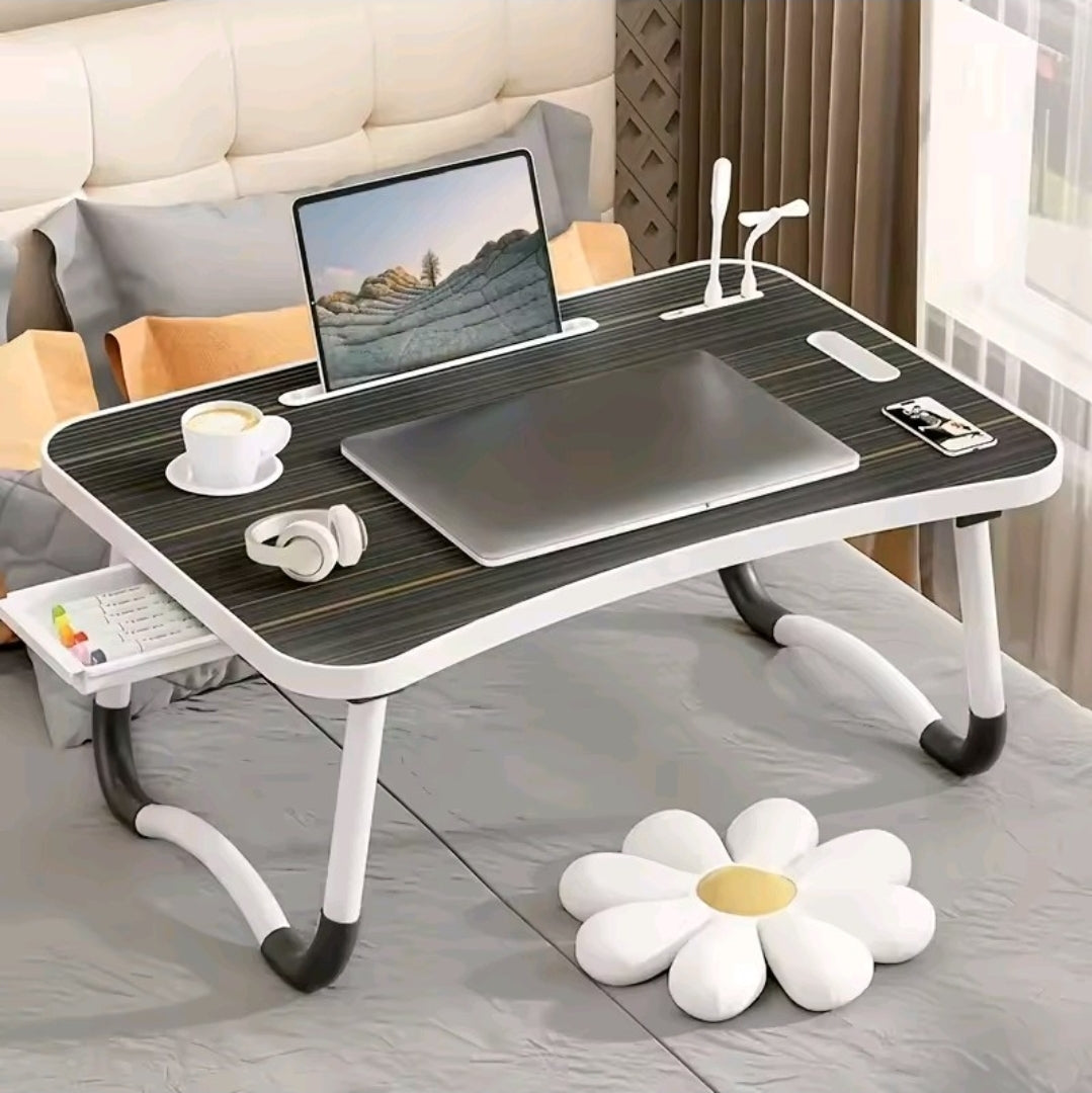 Ergonomic Foldable Laptop Desk with USB Fan and LED Light