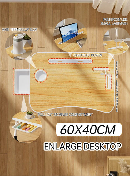 Ergonomic Foldable Laptop Desk with USB Fan and LED Light