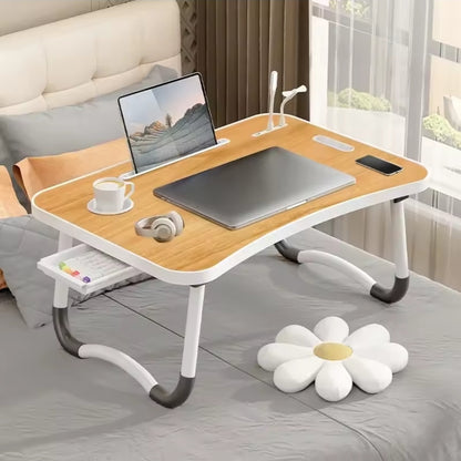 Ergonomic Foldable Laptop Desk with USB Fan and LED Light