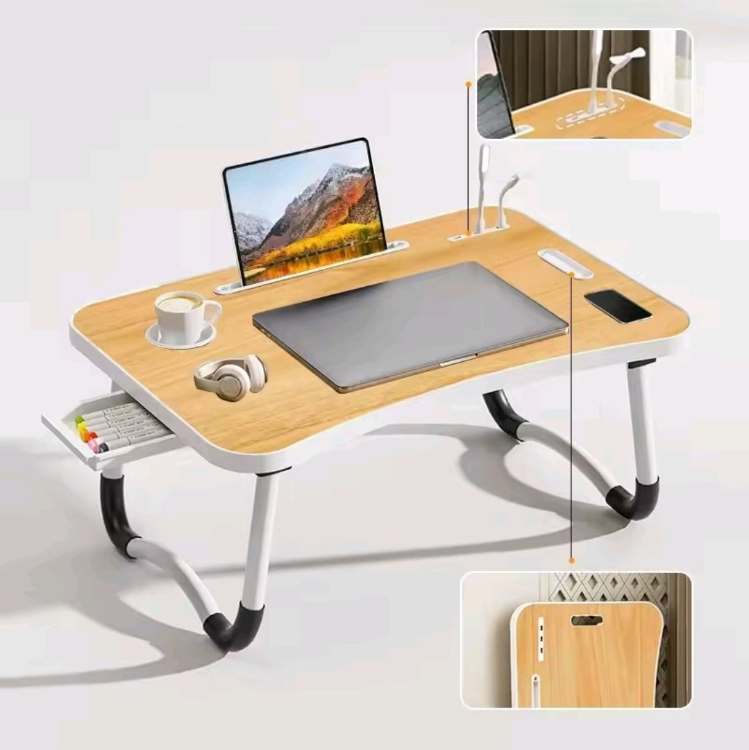 Ergonomic Foldable Laptop Desk with USB Fan and LED Light