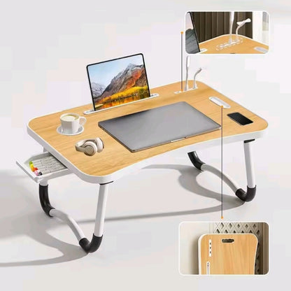 Ergonomic Foldable Laptop Desk with USB Fan and LED Light